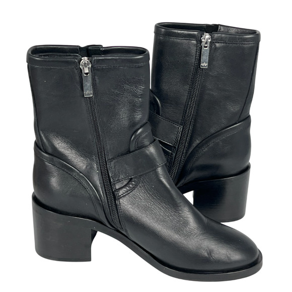 NEW AQUATALIA BLACK LEATHER BILLINA BUCKLE ANKLE BOOTS BOOTIES SZ 7 - Picture 8 of 13